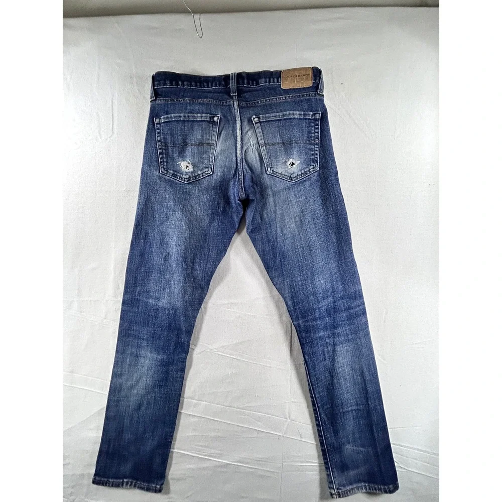 Lucky Brand 110‎ Slim Mens Blue Distressed Denim Jeans 31x30 Medium Wash